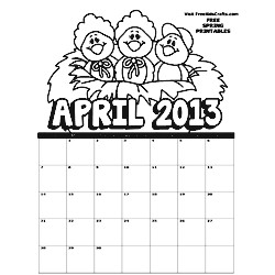 2013 April Coloring Calendar - Kids Crafts