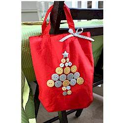 ChristmasTree Button Tote - Kids Crafts