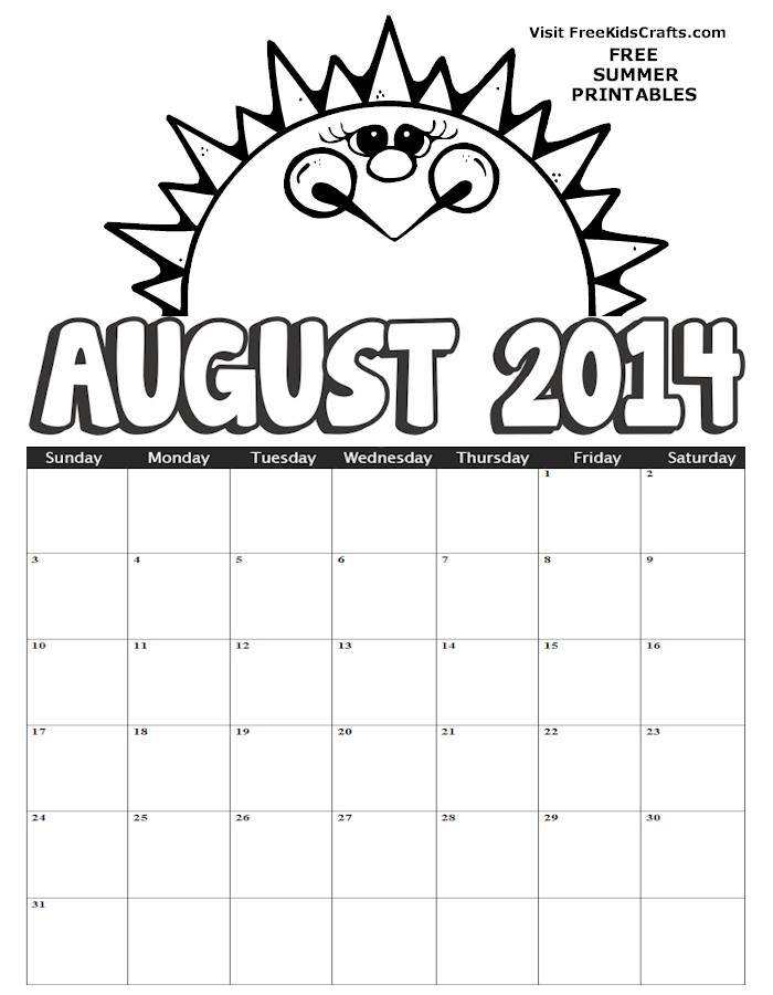 calendar coloring pages 2014 - photo #8