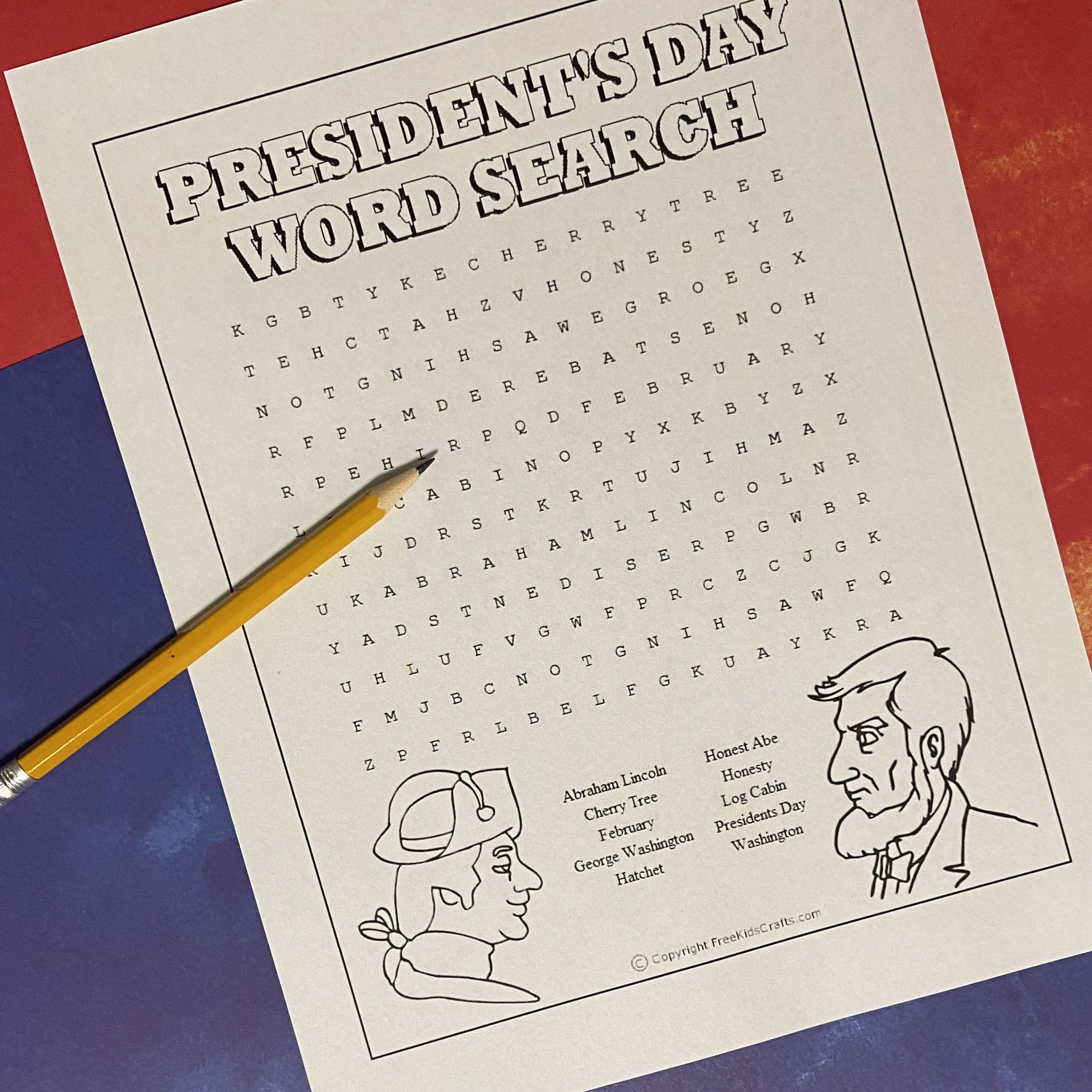 Word Puzzles for kids to do on President's Day