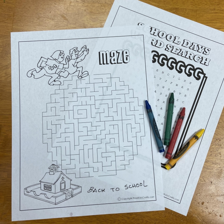 Back-to-School Word Search and Maze
