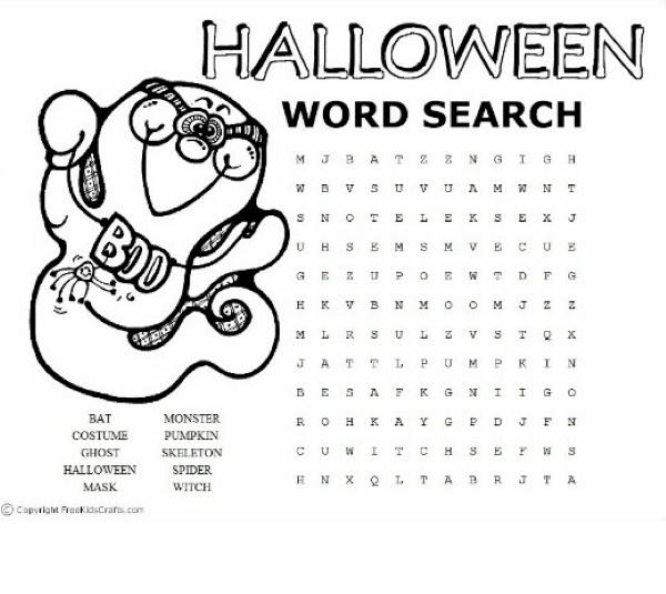 Halloween Word search for kids