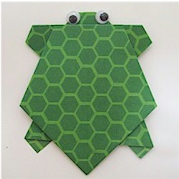 DIY Origami Turtle with diagram folding instructions.