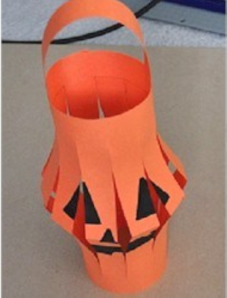 Chinese Halloween Jack-O-Lantern made from construction paper.