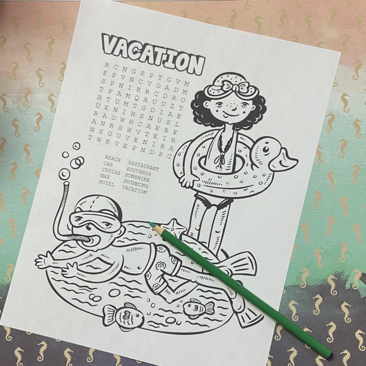 Printable Vacation Word Search