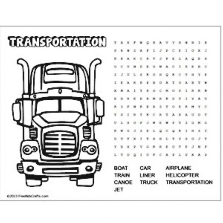 Printable Transportation Word Search Puzzle