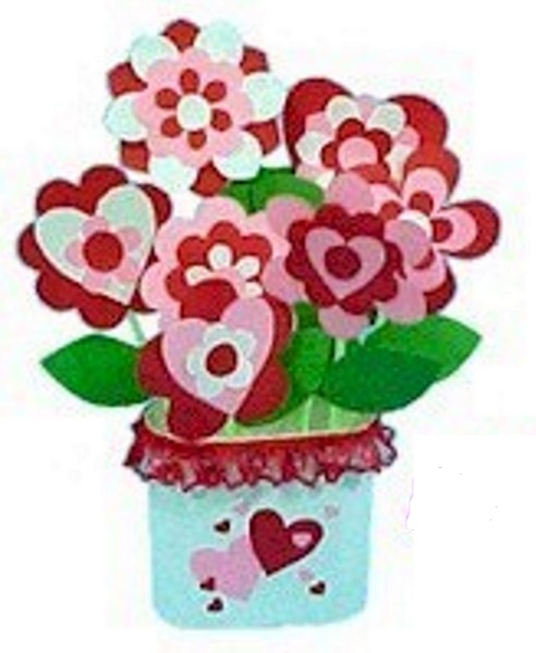Printable Paper Hearts and  Flowers  Bouquet Craft