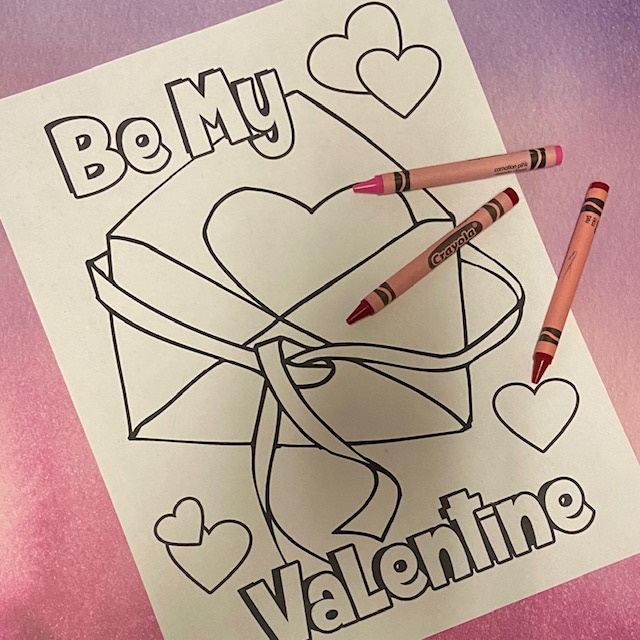 Valentine Coloring Page Card