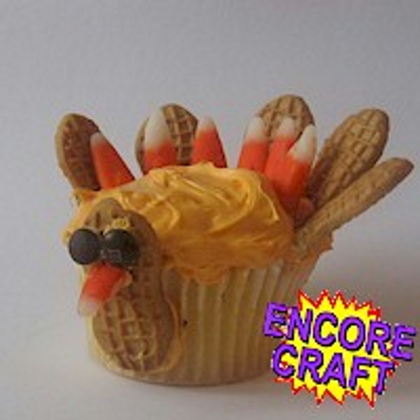 DIY cupcake decorated as a turkey.