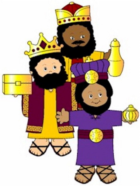 Paper dolls depicting the Magi.