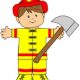 Paper doll dressed in firefighter's outfit