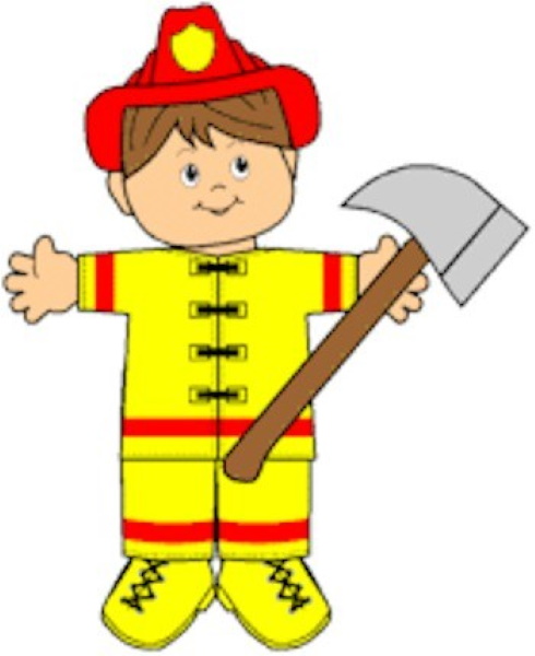 Paper doll dressed in firefighter's outfit