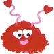 Valentine Love Bug craft made from yarn scraps of felt and pipe cleaners