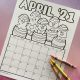 Printable April Coloring Calendar