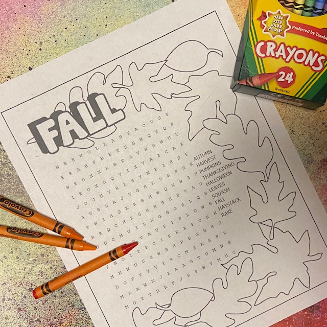 Printable Fall Word Search Puzzle