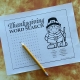 Printable Thanksgiving Word Search Puzzles for young children,