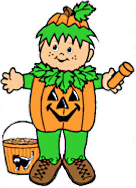 Paper Doll dressed like a Halloween Pumpkin