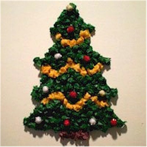 Christmas tree made from balls of tissue paper