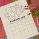 Printable February 2022 Coloring Calendar for kids
