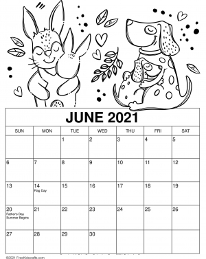 2021 printable June coloring calendar