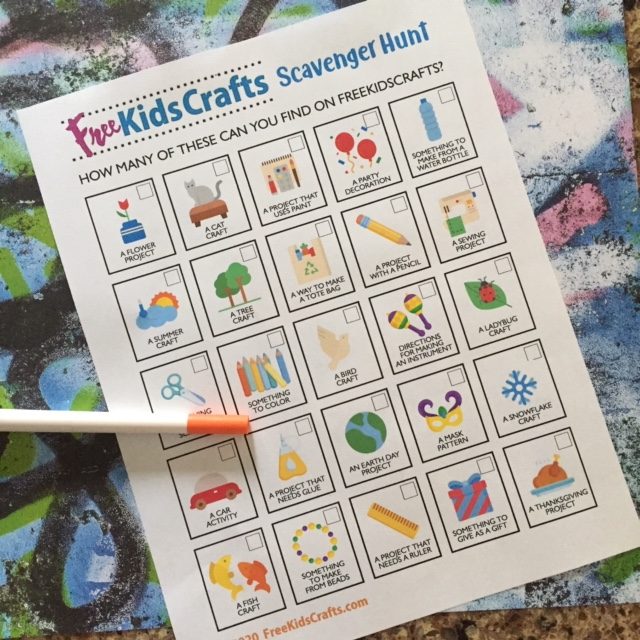 Free Kids Crafts Scavenger Hunt