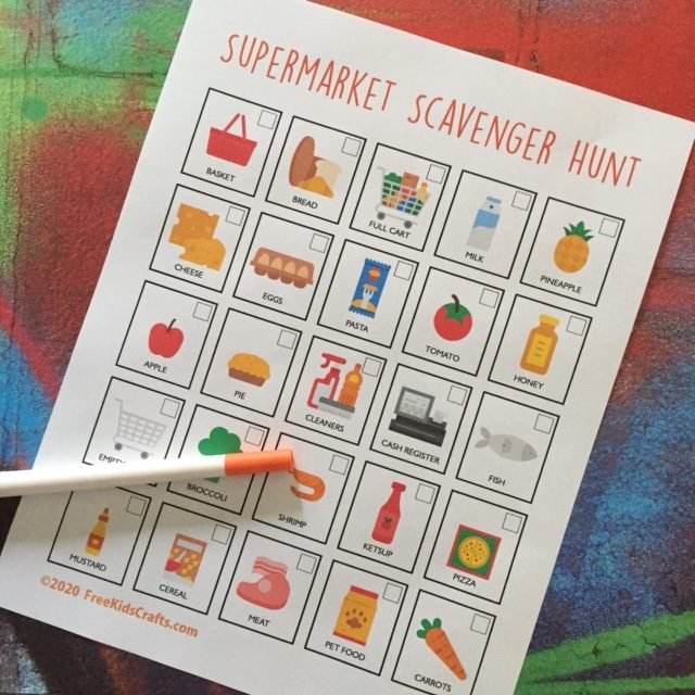 Scavenger Hunt to be played at the supermarket