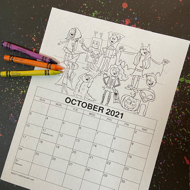 Printable Coloring Calendar for kids