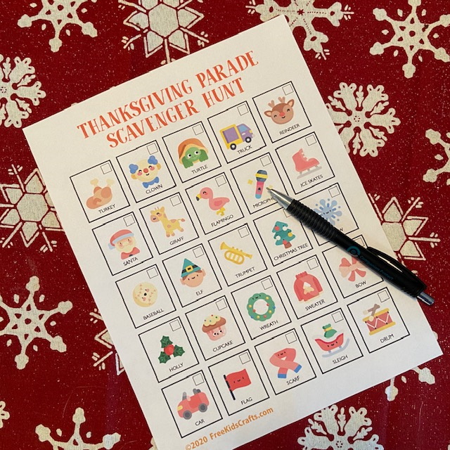 Scavenger Hunt printable for the Thanksgiving parade