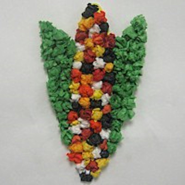 Indian corn made from tissue paper balls.