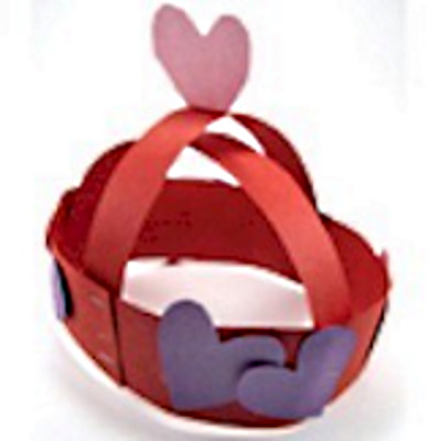 Construction paper crown decorated with hearts