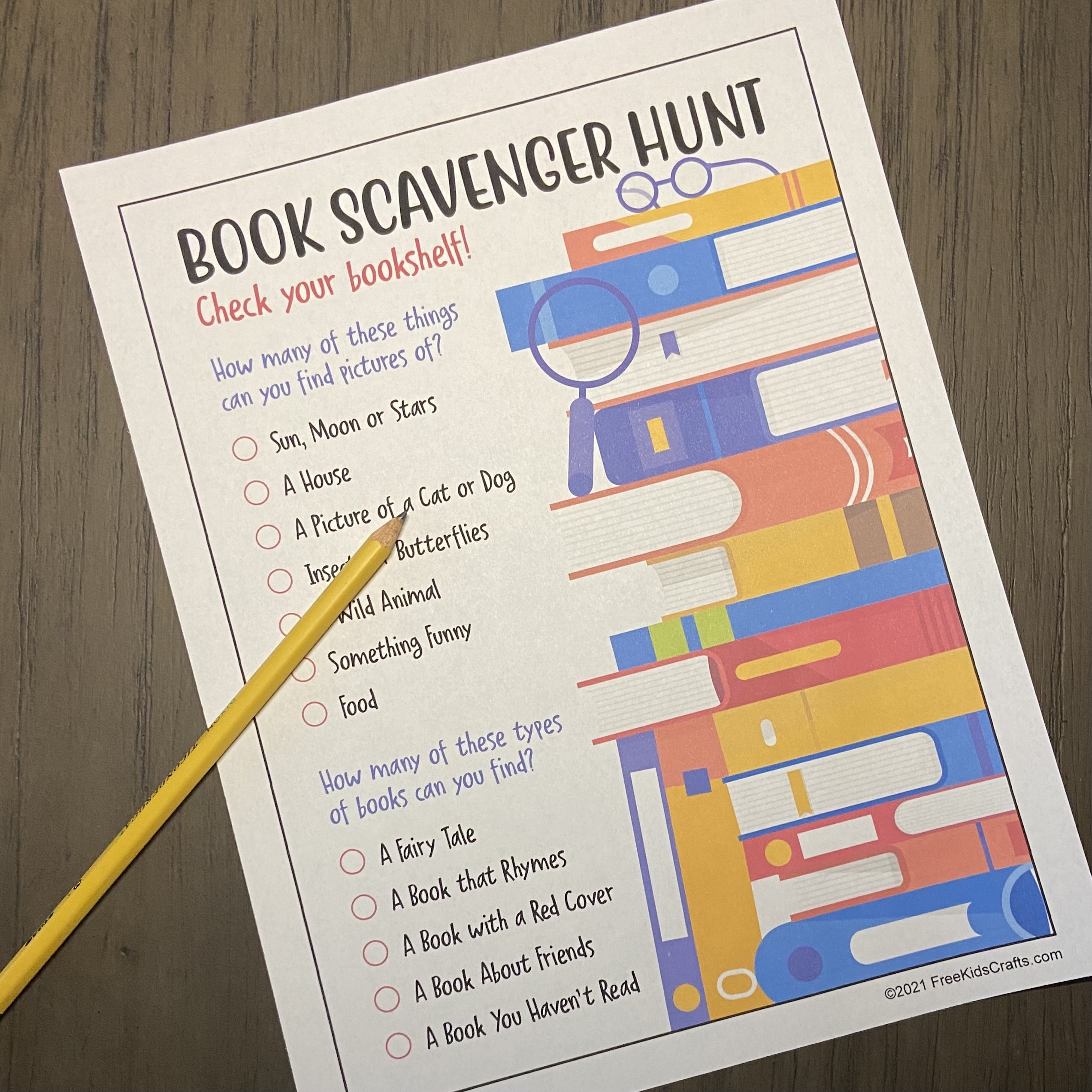 At home literary Scavenger hunt for young children