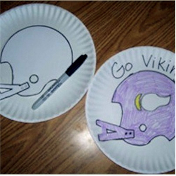 Football stencils made from paper plates