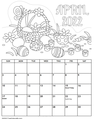 Printable April Coloring Calendar