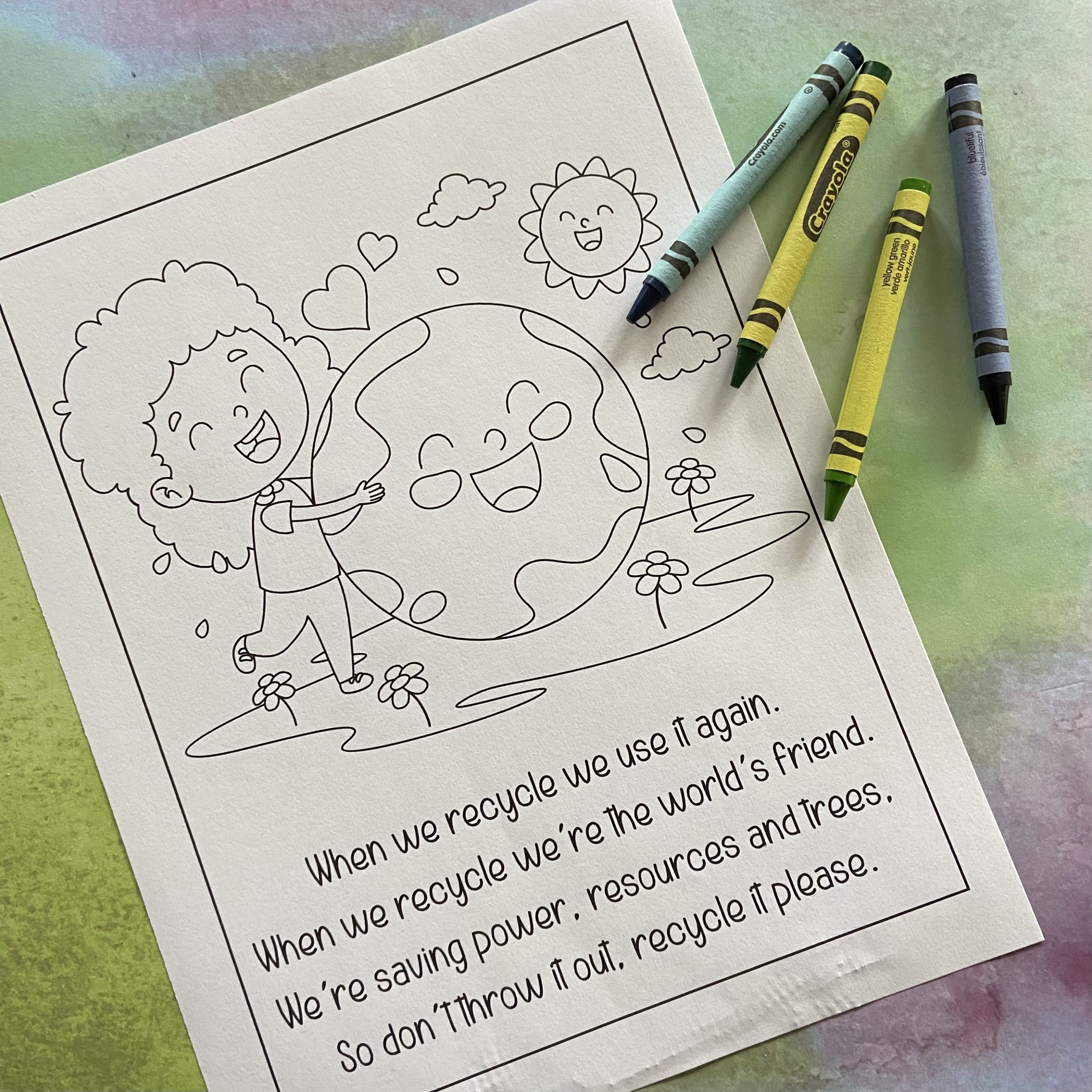 coloring page for Earth Day