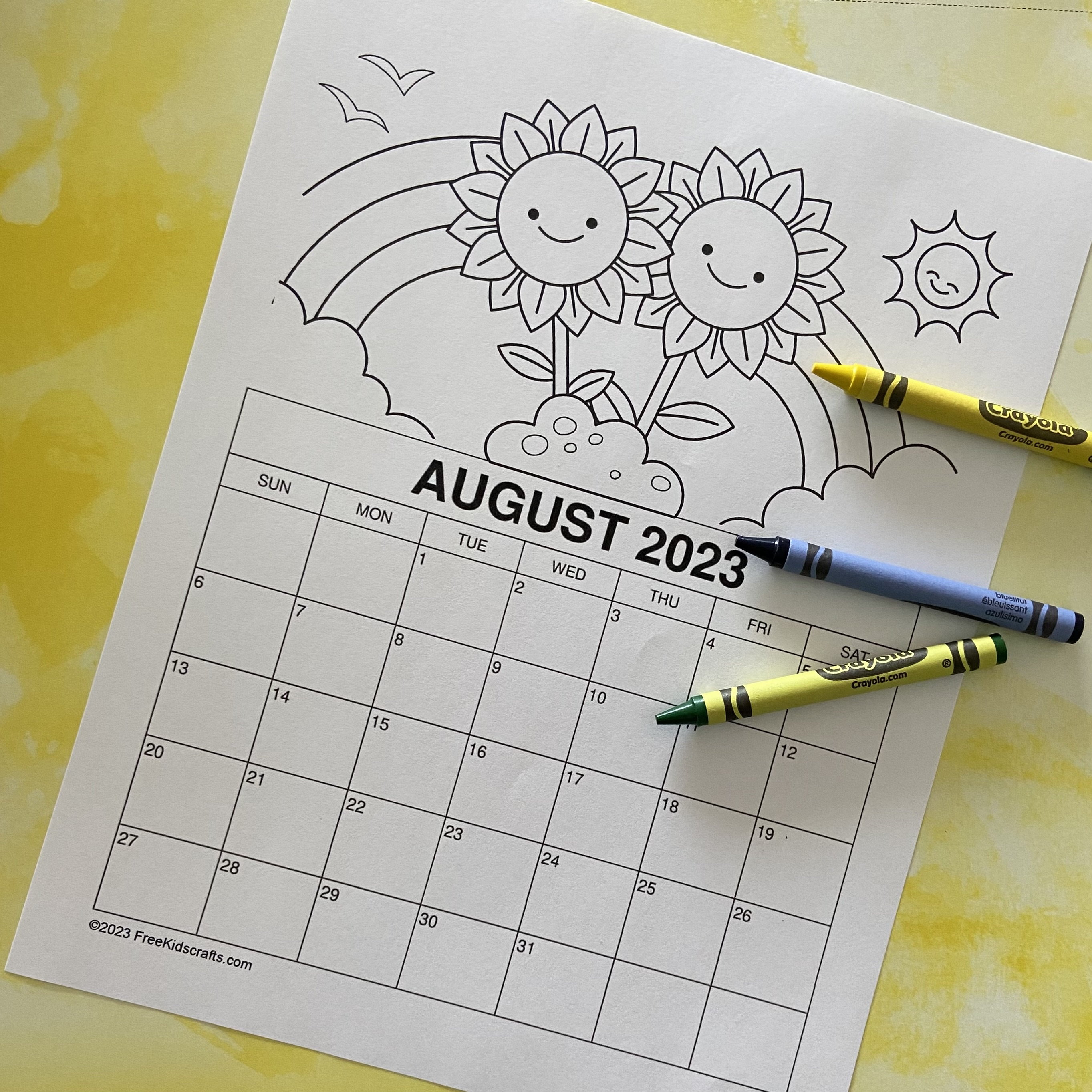 August Coloring Calendar for kids