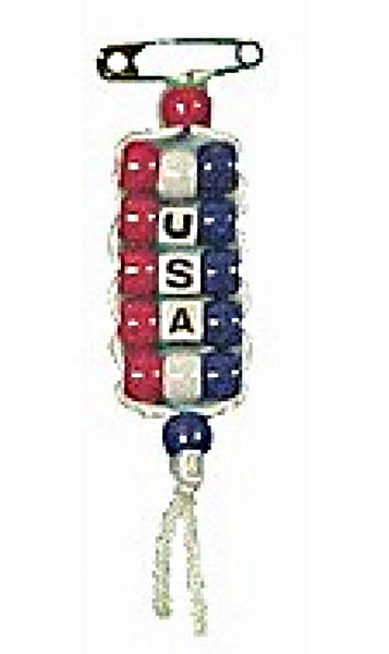 Red white and blue pony beads make a great pin to show your pride