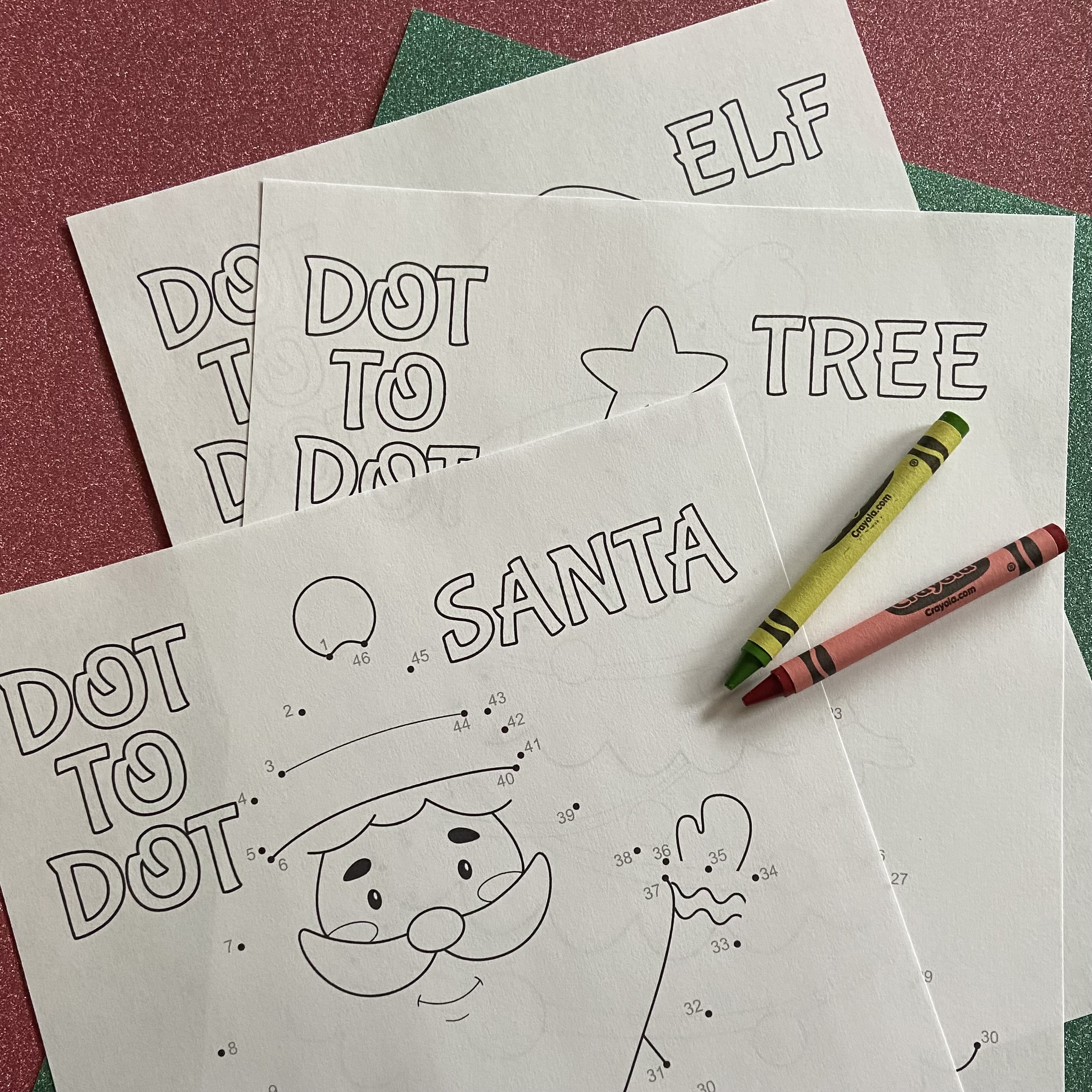 3 Christmas dot to dot activity sheets