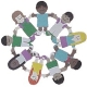 Circle of paper dolls representing various ethnicities as friends.