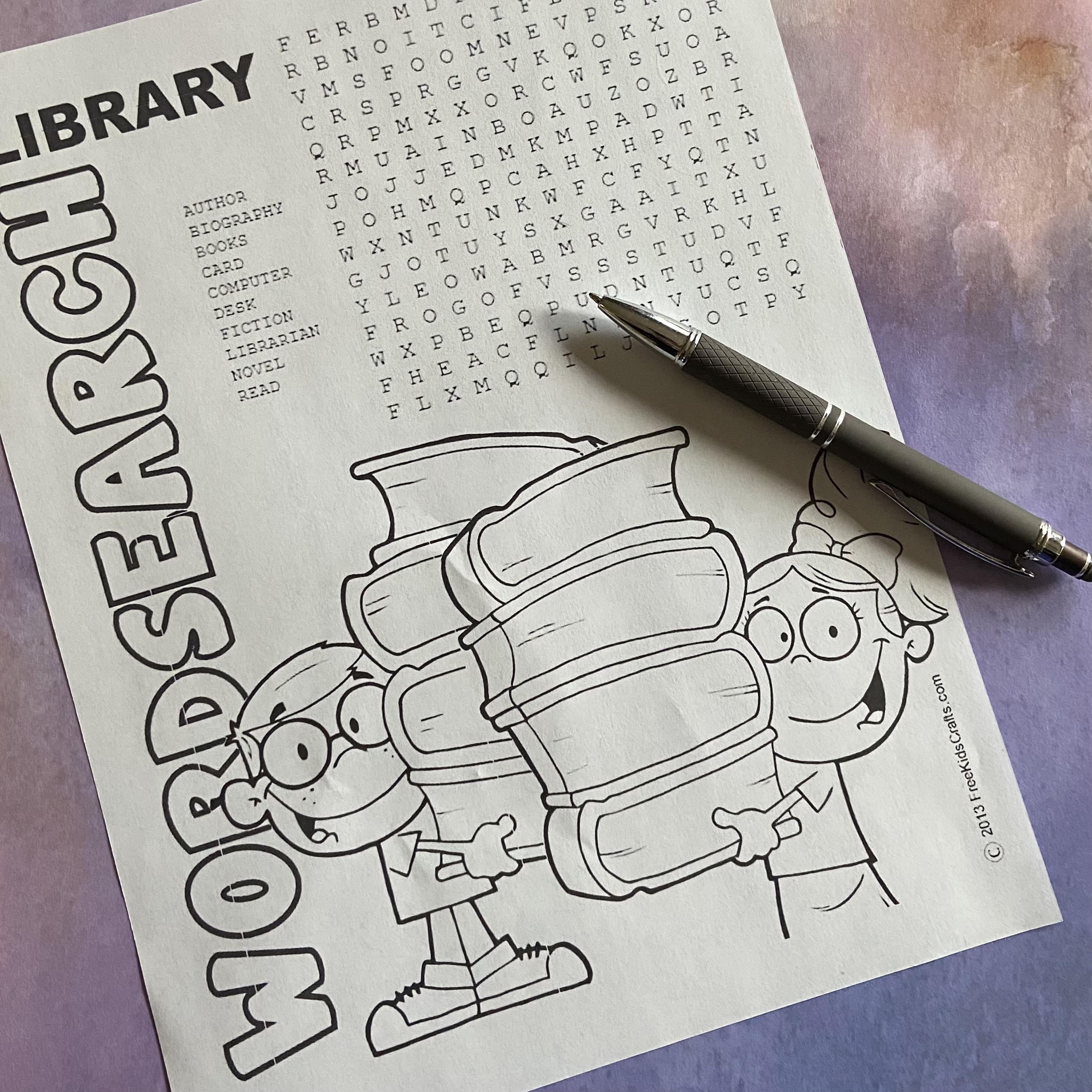 Printable Library Word Search