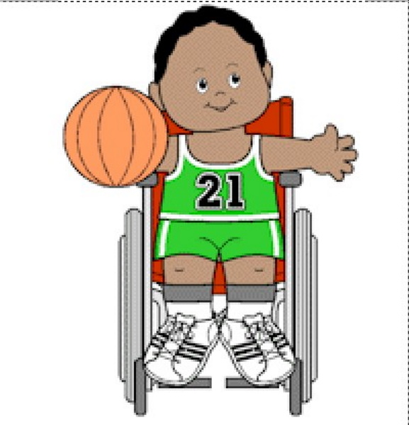 Printable wheelchair paper doll basketball player for young children