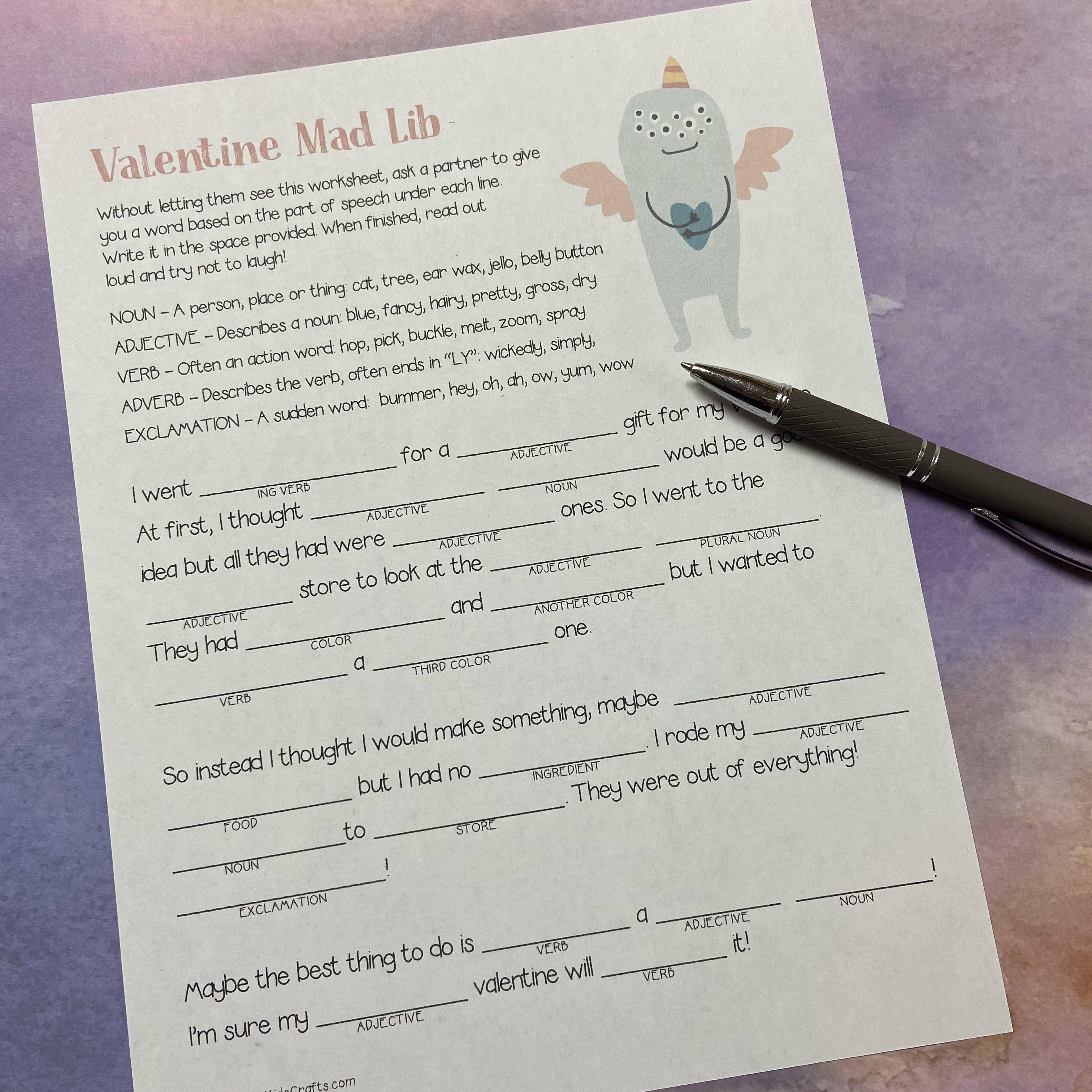 Fun Mad Lib Activity for kids