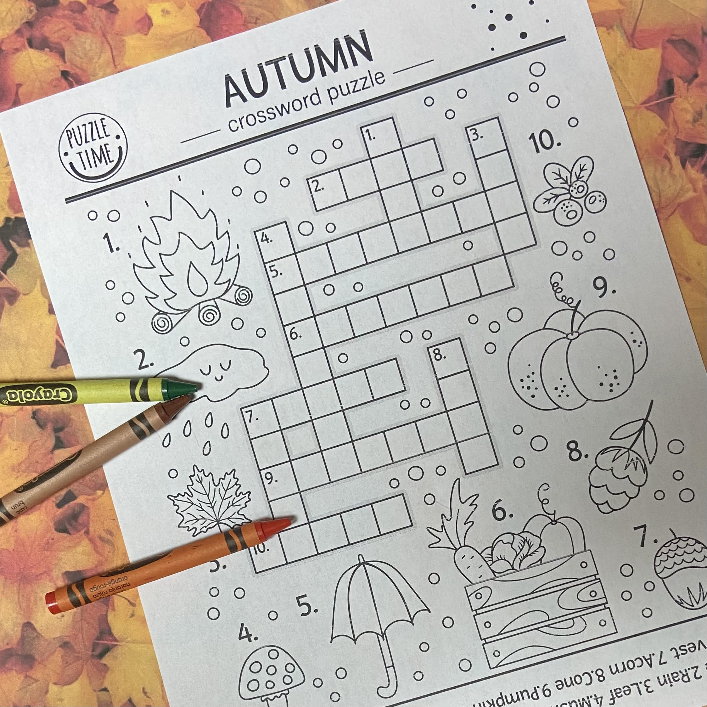 Kids Autumn Crossword