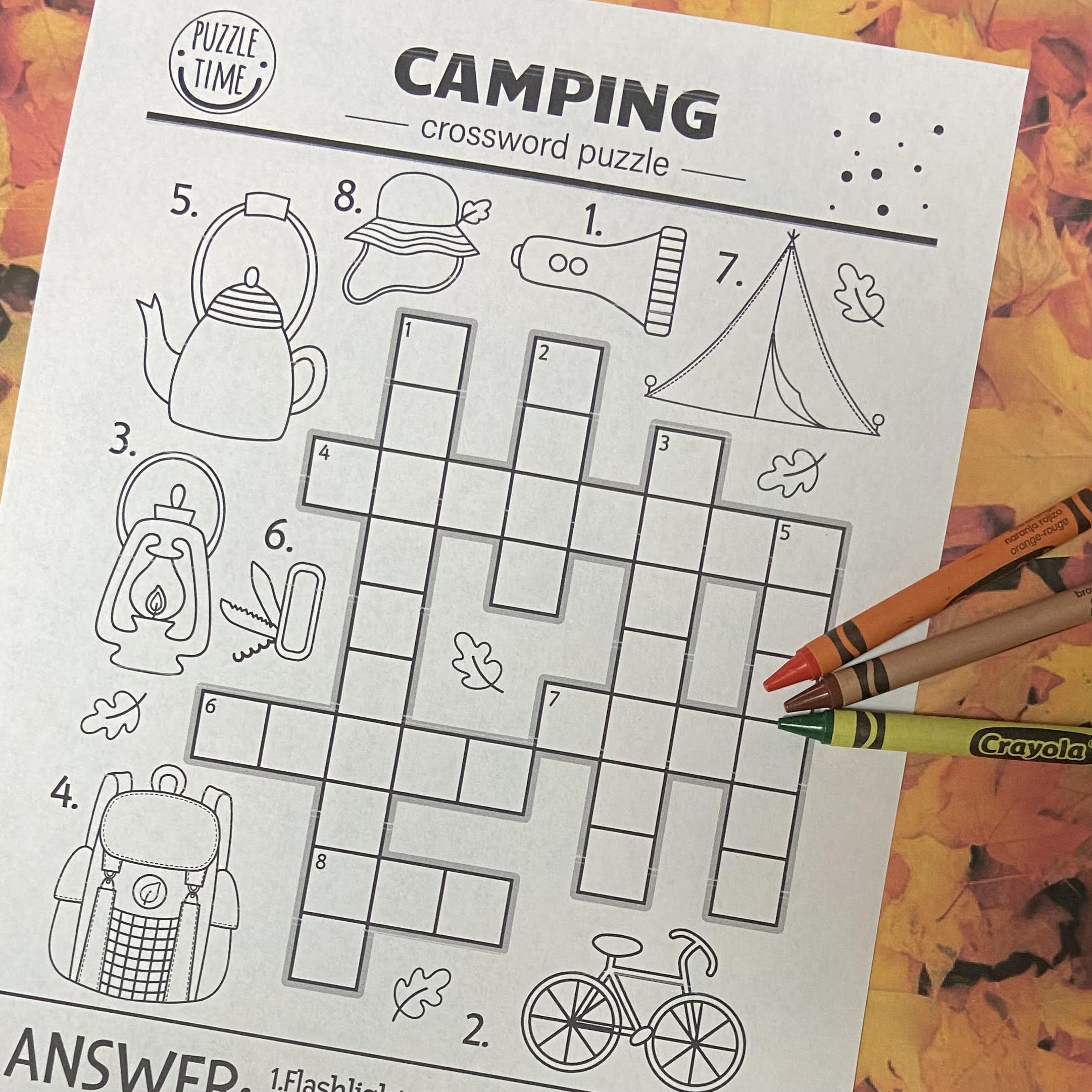Kids Camping Crossword Puzzle