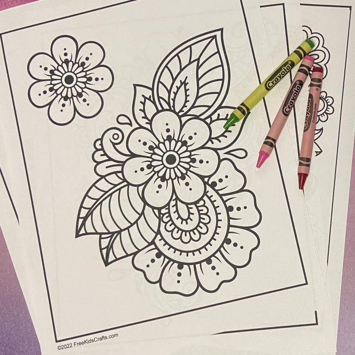 Mehndi Flowers Coloring Pages