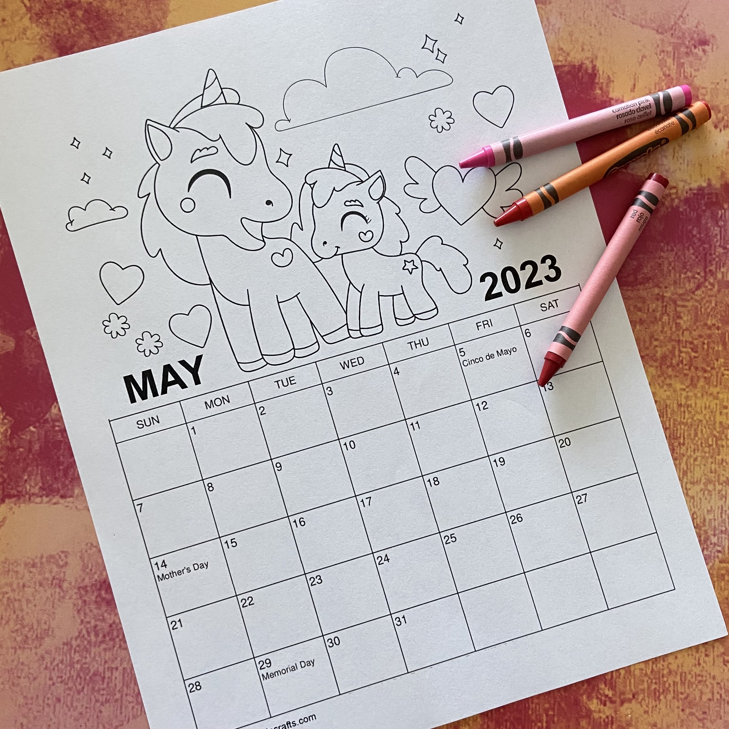 Printable 2023 May Coloring Calendar