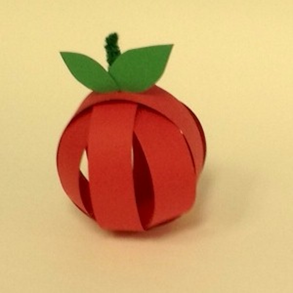 Apple craft made with construction paper.