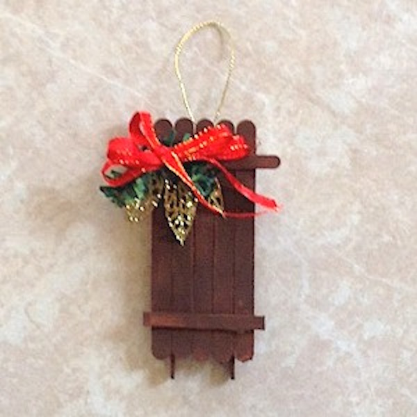 DIY craft stick sled ornament