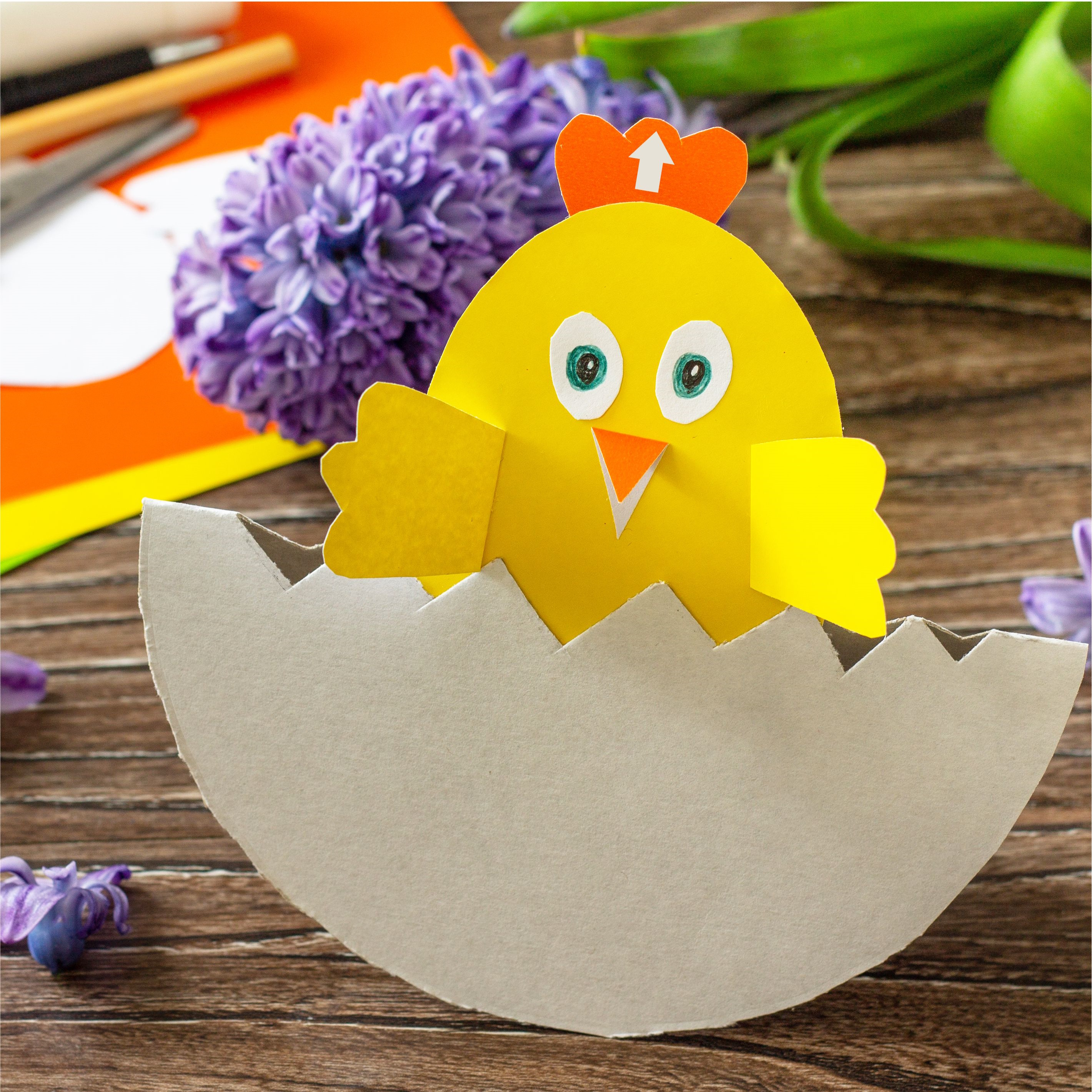 Chick Pop Up Card for kids to make for Easter