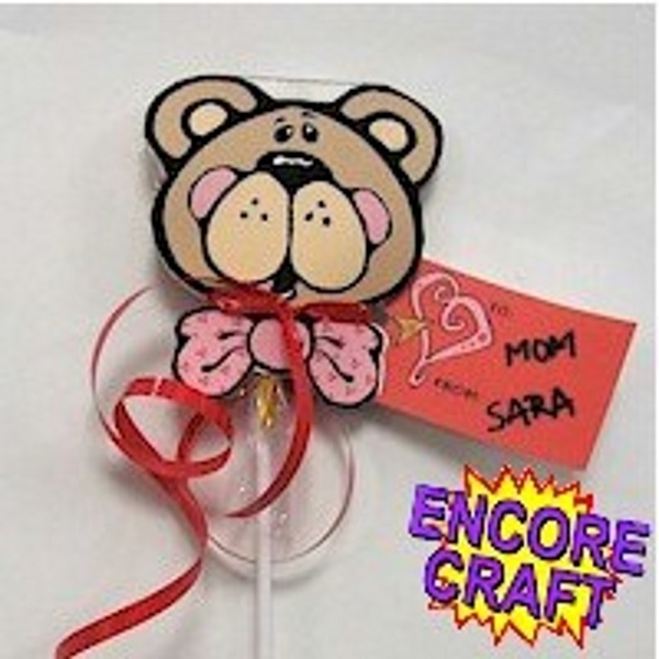 Easy Valentine Bear Lollipop for kids to make and give.