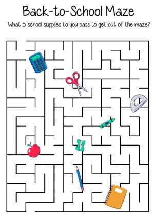 free printable back to school maze